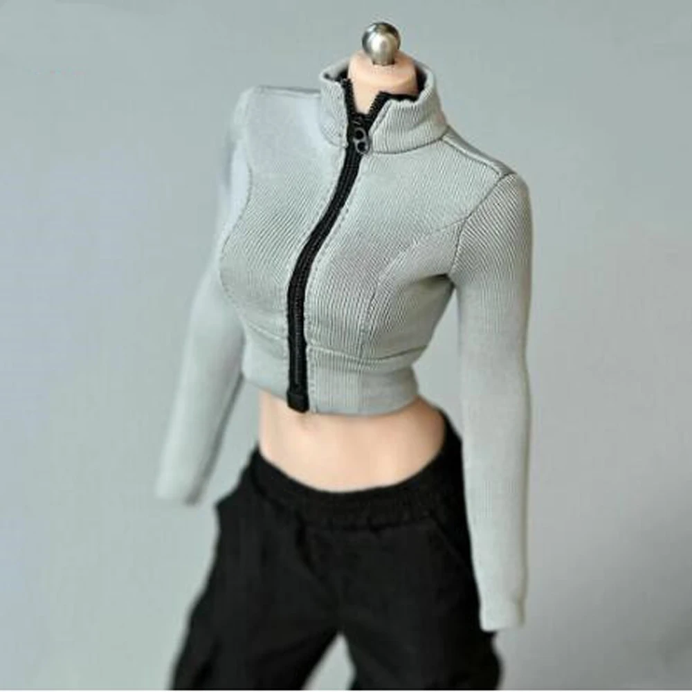 

1/6 Scale Female Figure Clothes Model Accessories Clothes Elastic Tight Zipper Jacket 12'' Action Figure Body