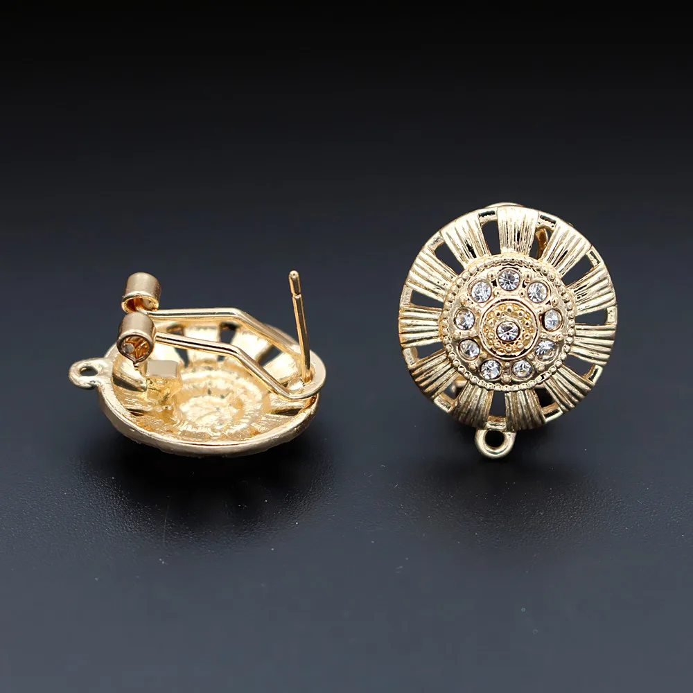 Серьги с петлей на вешалке покрытием из горного хрусталя CZ филигранная круглая