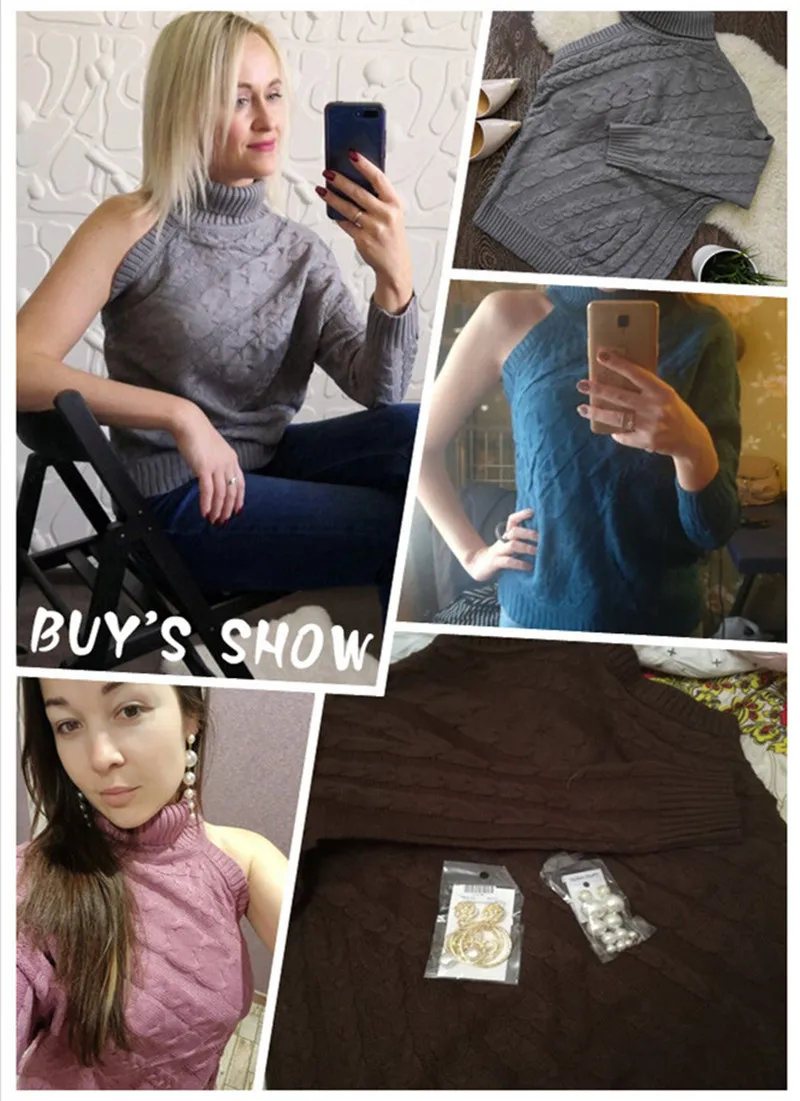 Женский свитер с одним плечом RUGOD повседневный однотонный вязаный перекрученным