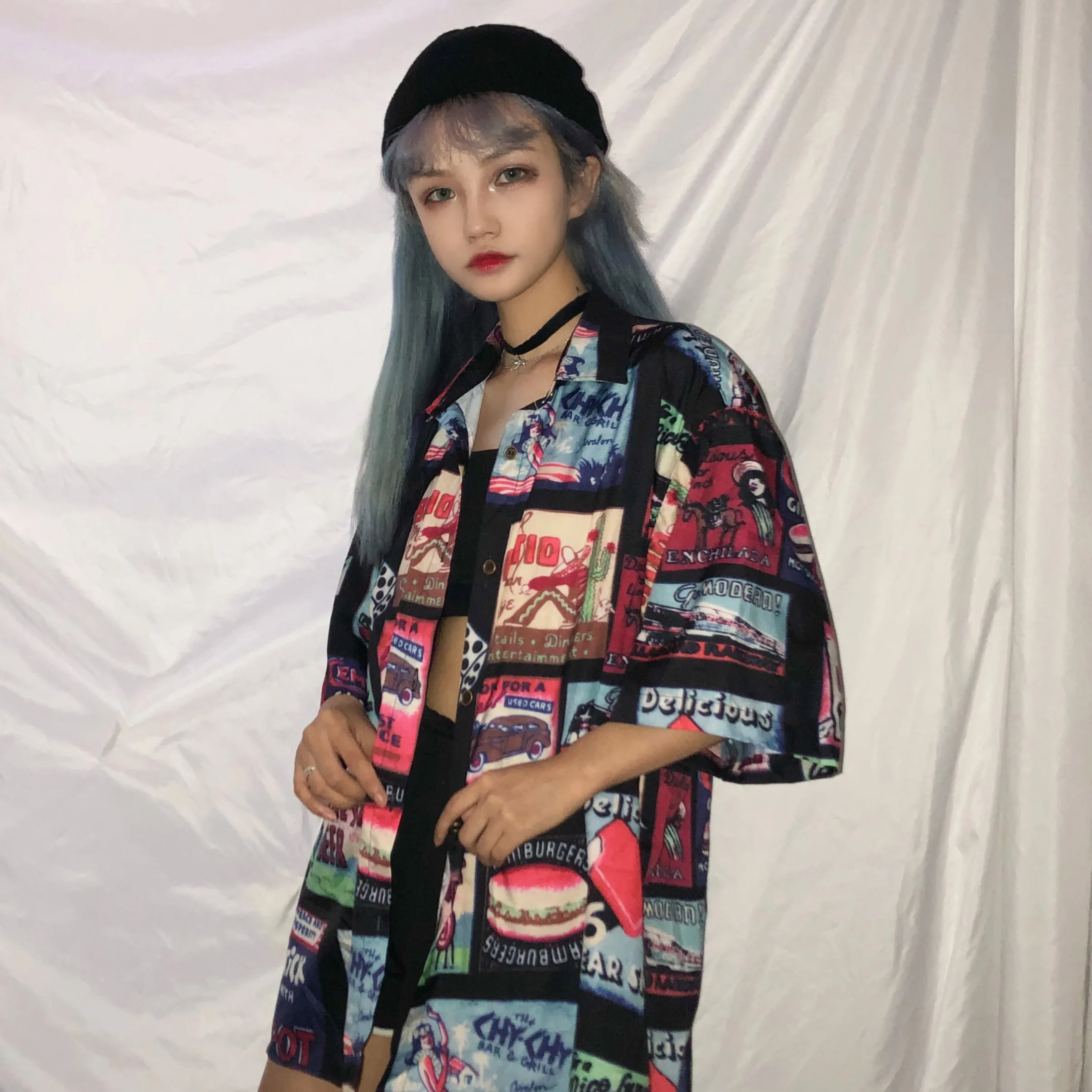 Décontracté Lâche Imprimé à manches courtes T-shirt Chemises Ulzzang Japonais Kawaii Dames Femme Coréenne Harajuku Vêtements Pour Femmes