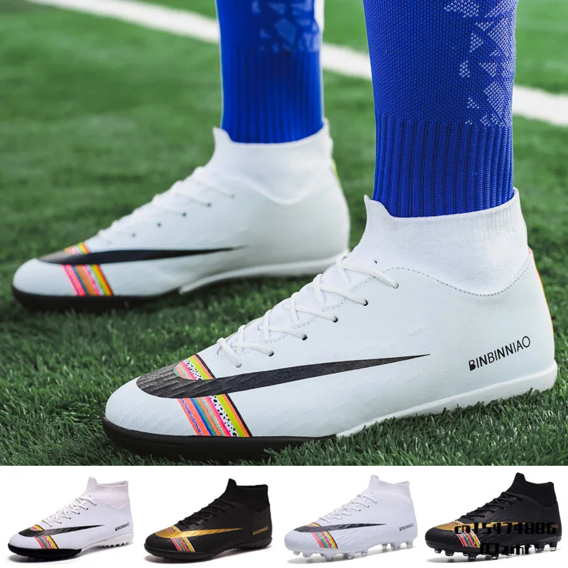 

Soccer Boots For Men Fashion Cleats Kids Training High Anckle Soccer Shoes Artificial Glass Youth Ligh Green Quality New Arrival
