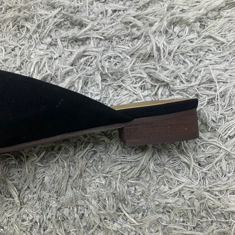 Женские туфли из флока на низком каблуке с острым носком|Тапочки| |