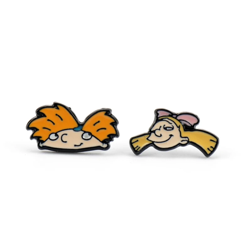 Hey Arnold Аниме мультфильм Алиса в стране чудес Чеширский кот Русалочка серьги гвоздики милые Леон Матильда эмалированные Серьги для женщин и детей - Окраска металла: Hey Arnold