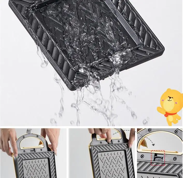Comprare Orso Teglia Elettrica Rimovibile E Lavabile Riscaldamento A Doppia Faccia Sandwich Maker Casa Waffle Completamente Automatica Colazione