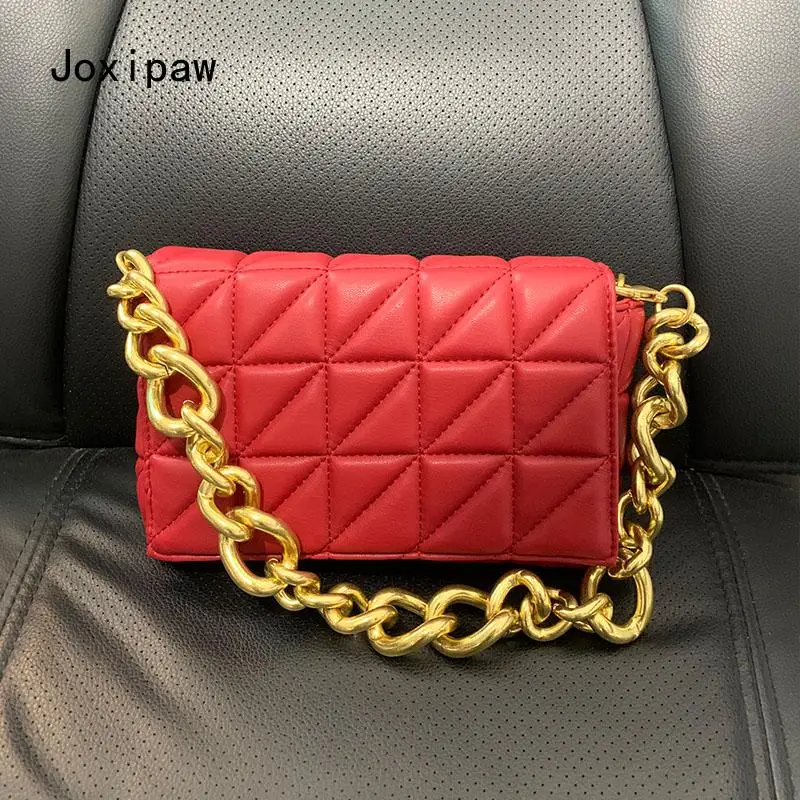 

Branded Women's Shoulder Bags 2020 Thick Chain Black Flap Quilted Shoulder Purses And Handbag Women Hobos Bag Ladies Pillow Bag