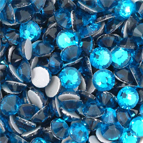 14Capri blue Высокое качество горячей фиксации страз стекла многоцветные стрейч-планка Стразы для одежды гладить на камни и кристаллы SS6-SS30 - Цвет: 14Capri blue