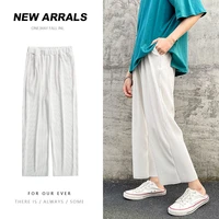 summer pleated pants mens fashion casual ice silk pants men streetwear korean loose straight wide leg pants mens large size