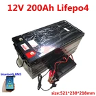 Перезаряжаемые анти-воды 12,8 V Lifepo4 12V 200AH литиевый аккумулятор BMS для молнечной батареи инвертор + 20A Зарядное устройство