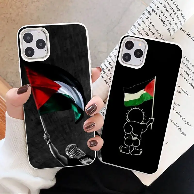 

Palestine Flag Phone Case White Candy Color for iPhone 11 12 mini pro XS MAX 8 7 6 6S Plus X SE 2020 XR