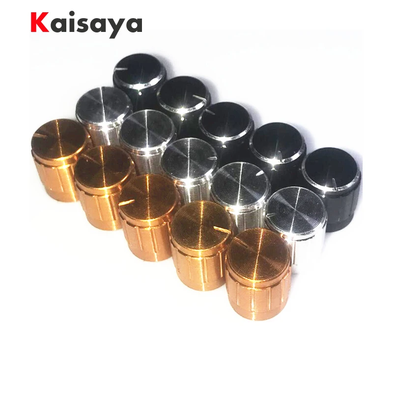 

15 шт. алюминиевый сплав hifi усилитель потенциометра Ручка переключатель колпачок внутренний диаметр 6 мм 15 мм x 17 мм 3 цвета каждый 5 шт F4-004