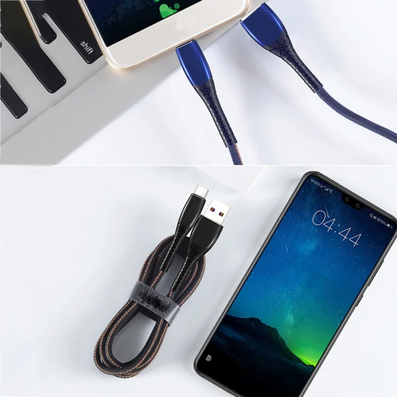 2019 Универсальный usb type C кабель для быстрой зарядки джинсовый шнур высокое