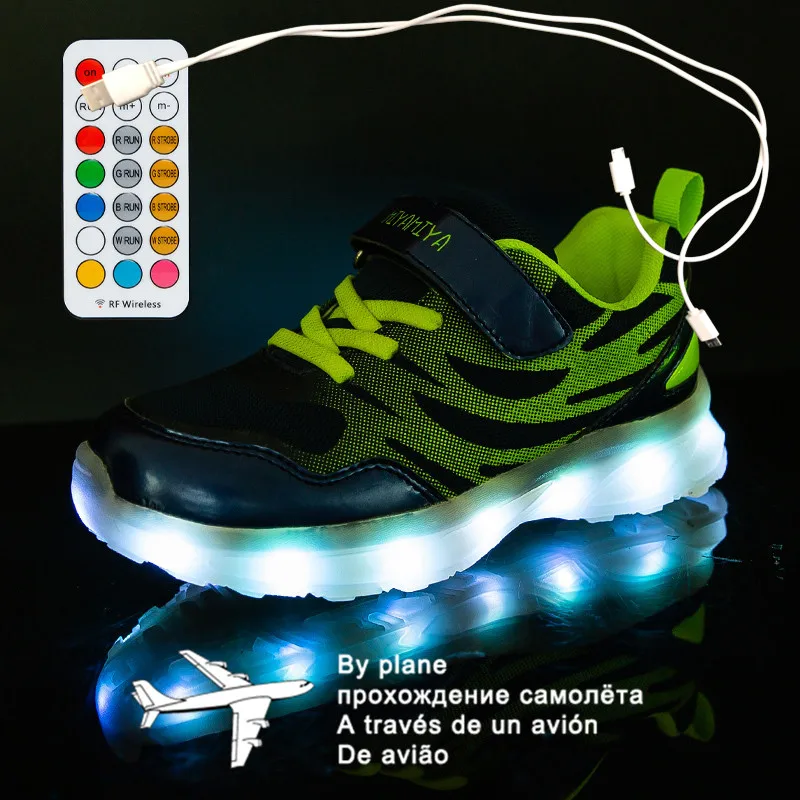 

Size 25-36 Kids Led USB Recharge Glowing Shoes Children's Hook Loop Shoes Children's Glowing Sneakers Kids Led Luminous Shoes