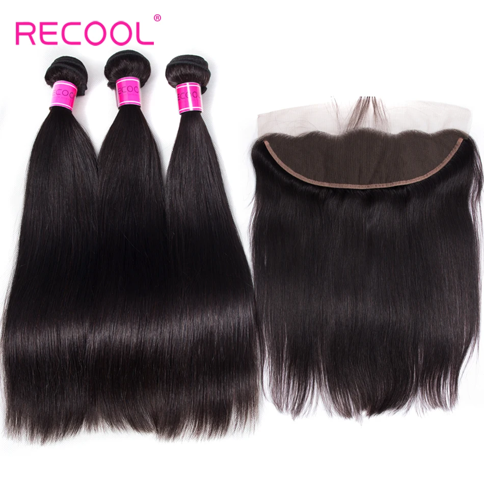 Recool HD прозрачное кружевное фронтальное Закрытие с пучками прямые человеческие