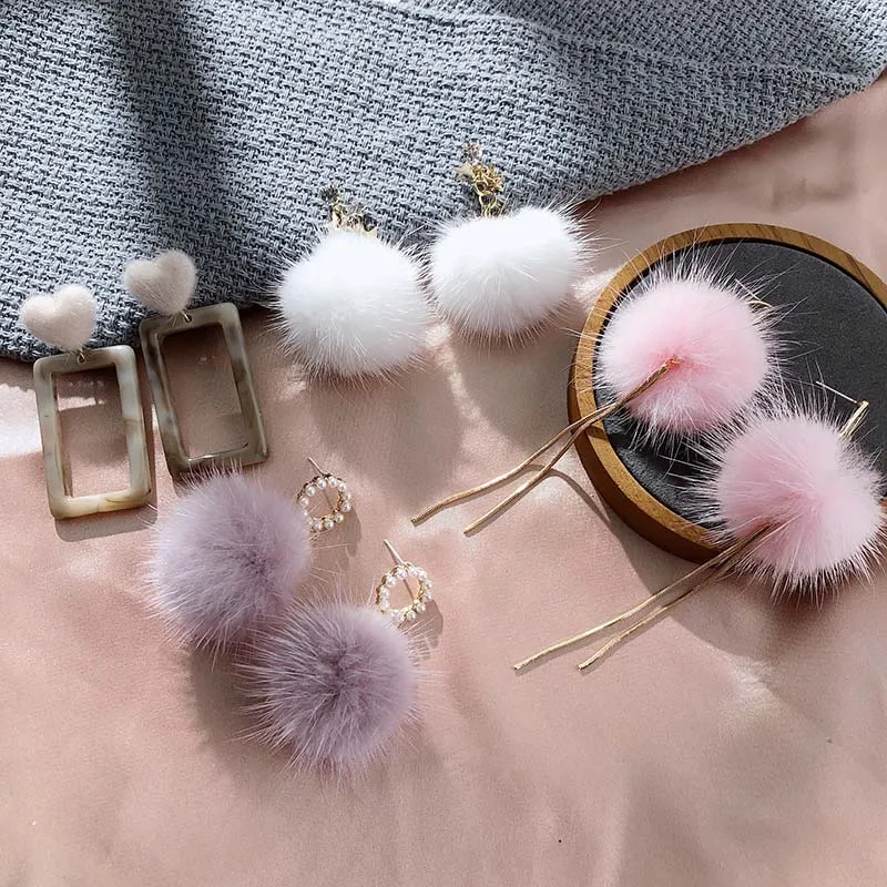 Модные корейские серьги роскошные милые для девушек металлические плюшевые