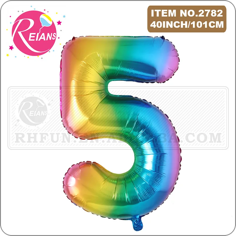 

40inch Big rainbow Foil Birthday Balloon Helium Number Balloons Happy Birthday Party Decorations Kids Figures Wedding Air Globos