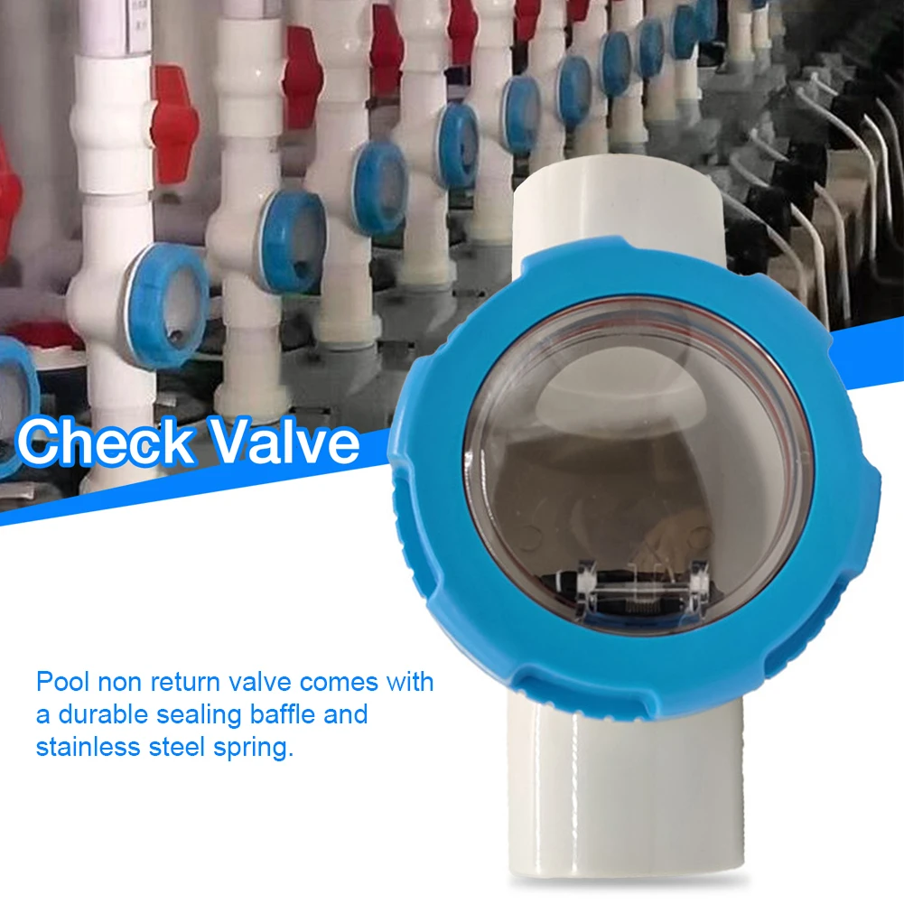 

Non Return Clear Chamber Check Flapper Pool Check Valve Transparent Durable Non Return Accessories For Swimming Pools 63MM