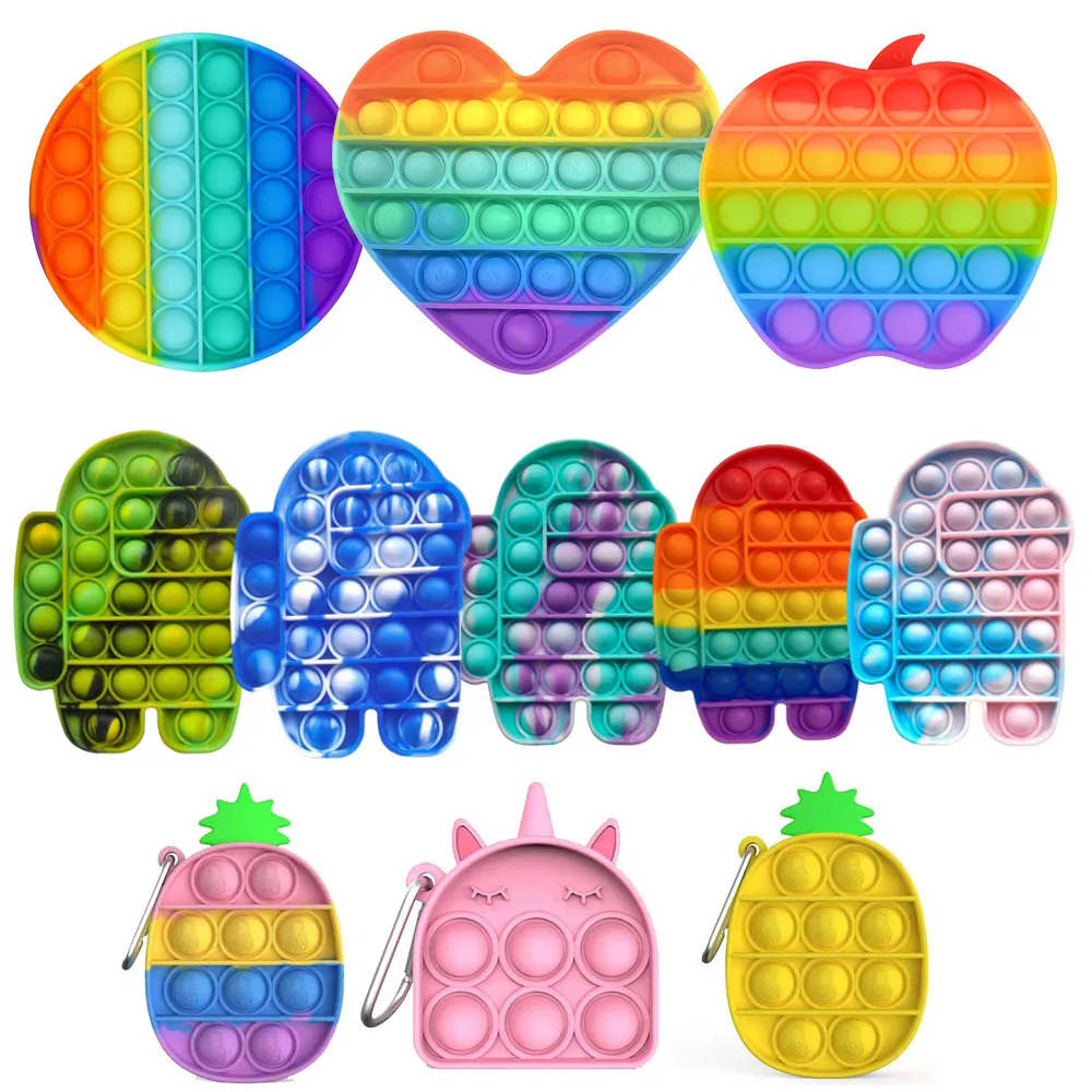 

Funny Lot SizeToy Fidget Toys Push Bubble School Bag Board Pendant Hot Sale Adult Pop Decompression Toy Children Anti-Stress
