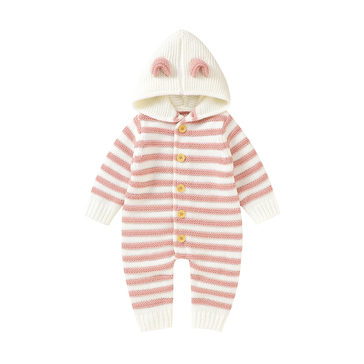 

Baby Rompers Long Sleeve Newborn Infant Kids Boy Girl Jumpsuits Outfits Autumn Casual Hooded Button Up Children Sweaters Clothes