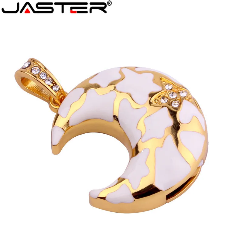 USB флеш накопитель JASTER в форме Луны с кристаллами 8/16/32/64 ГБ|necklace pendrive|pendrive 8gbflash disk |