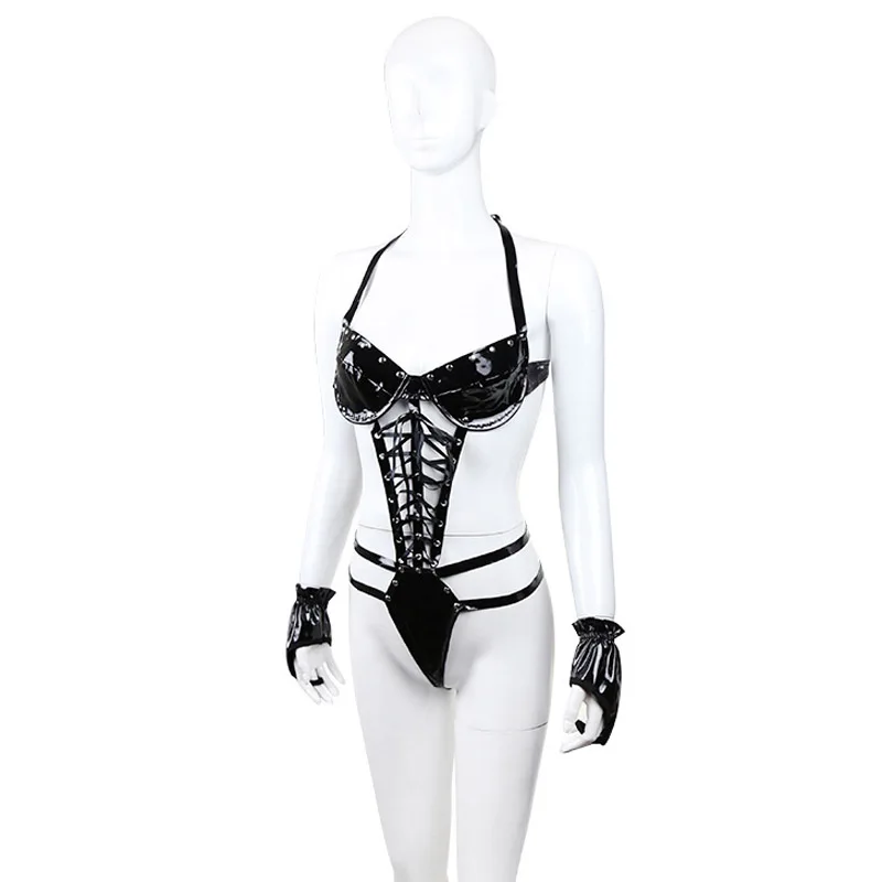 Соблазнительный женский ремень с открытой спиной костюм бондаж глянцевое боди