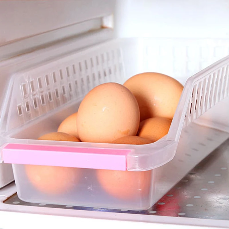 1pcs Fridge Freezer Shelf Storage Baskets Hollow Out Holder Refrigerator Food Box Rack Plastic Drawer Organizer | Дом и сад