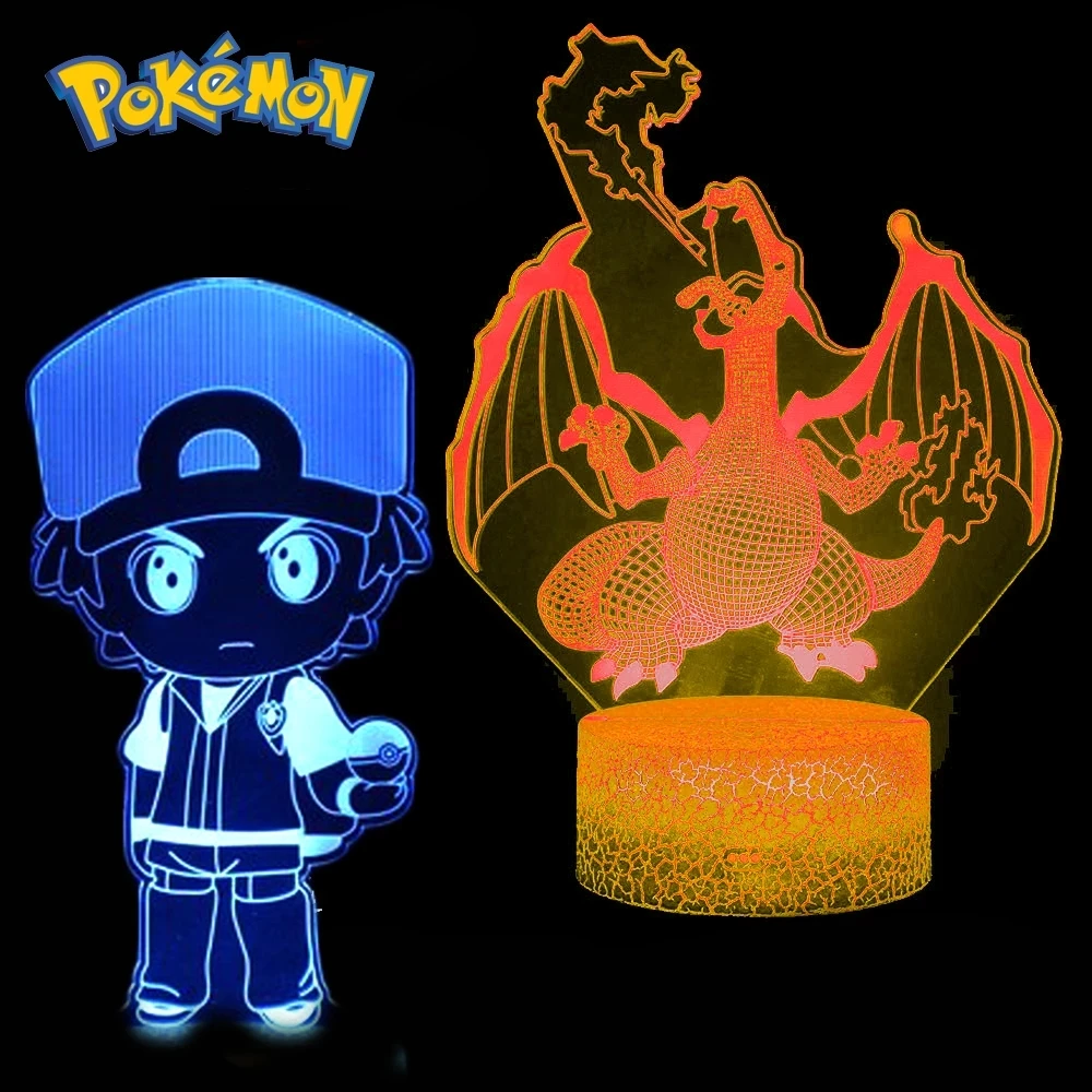 3D светодиодный ные ночные светильники Pokemon Go фигурка Пикачу Umbreon аниме настольная