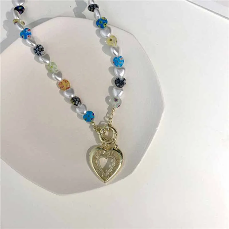 Модное геометрическое ожерелье в богемном стиле с жемчужинами и цветами любви