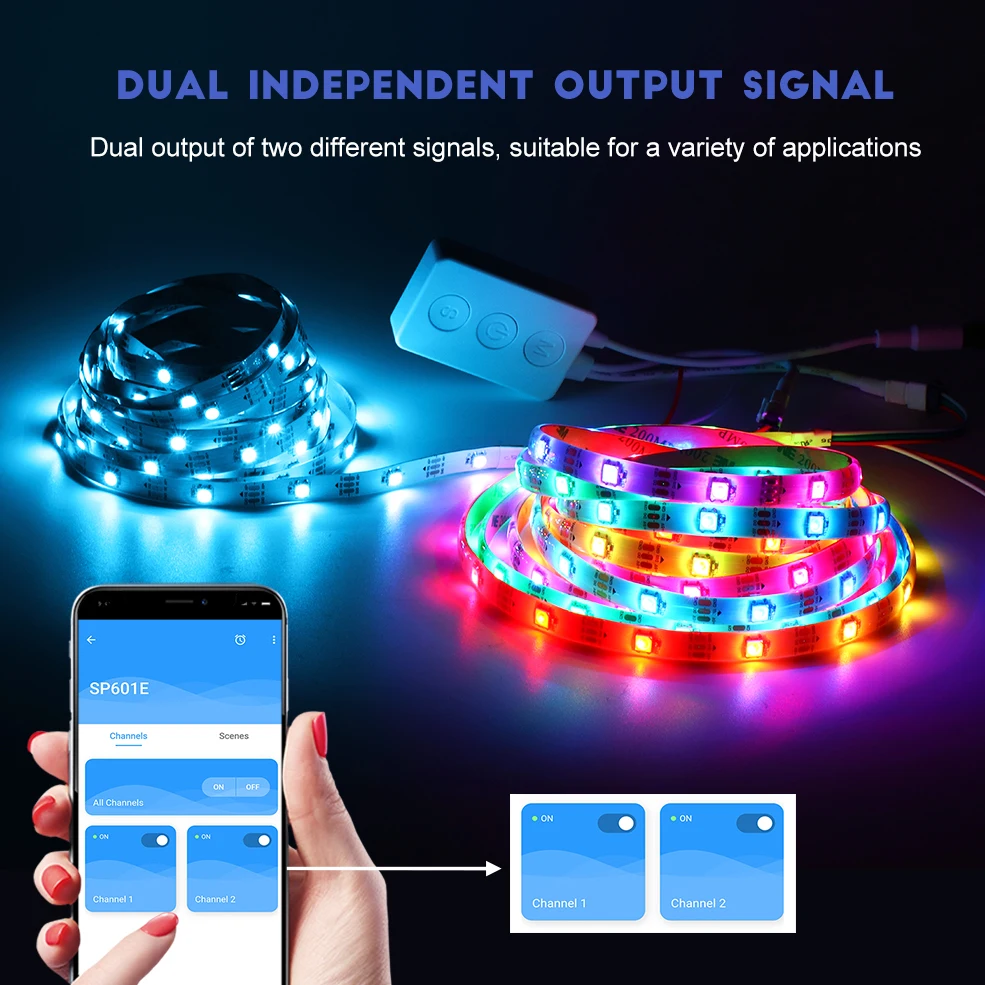 WS2812b Светодиодные ленты контроллер Bluetooth SP608E SP601E SP107E 1/2/8 Выход WS2811 SK6812 адресуемых