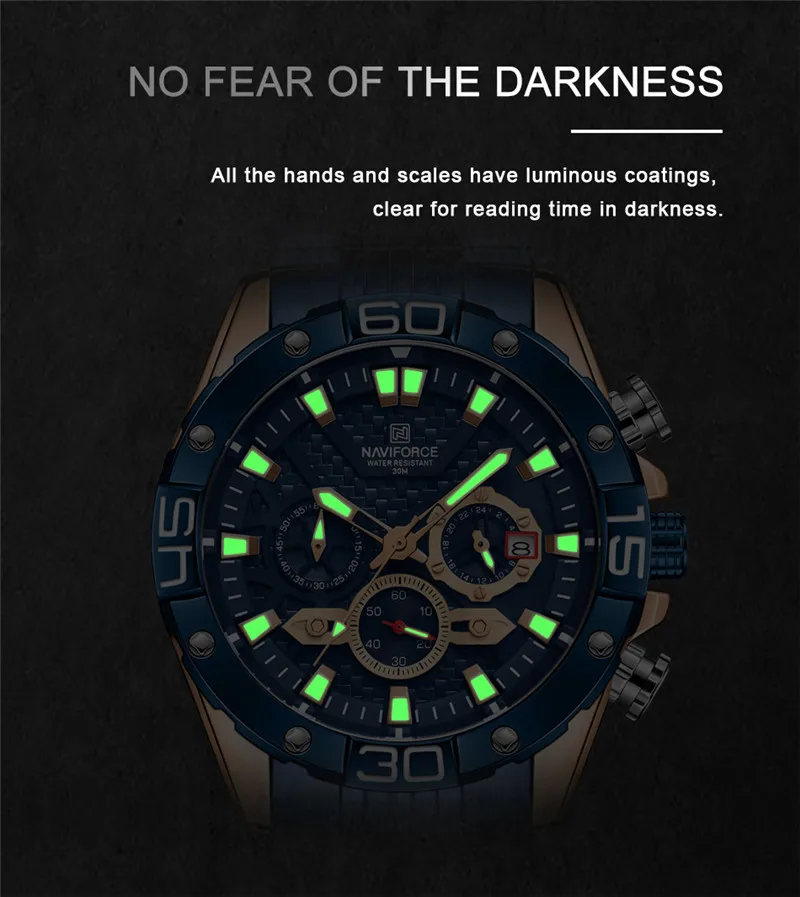 Часы наручные NAVIFORCE Мужские кварцевые в стиле милитари спортивные брендовые