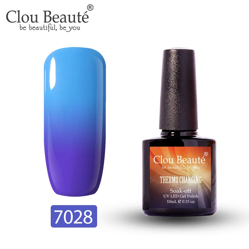 7028 Clou Beaute гель-лак, меняющий цвет в зависимости от температуры, гибридный УФ-лак для ногтей, стойкий, растворимый гель, 10 мл - Цвет: 7028