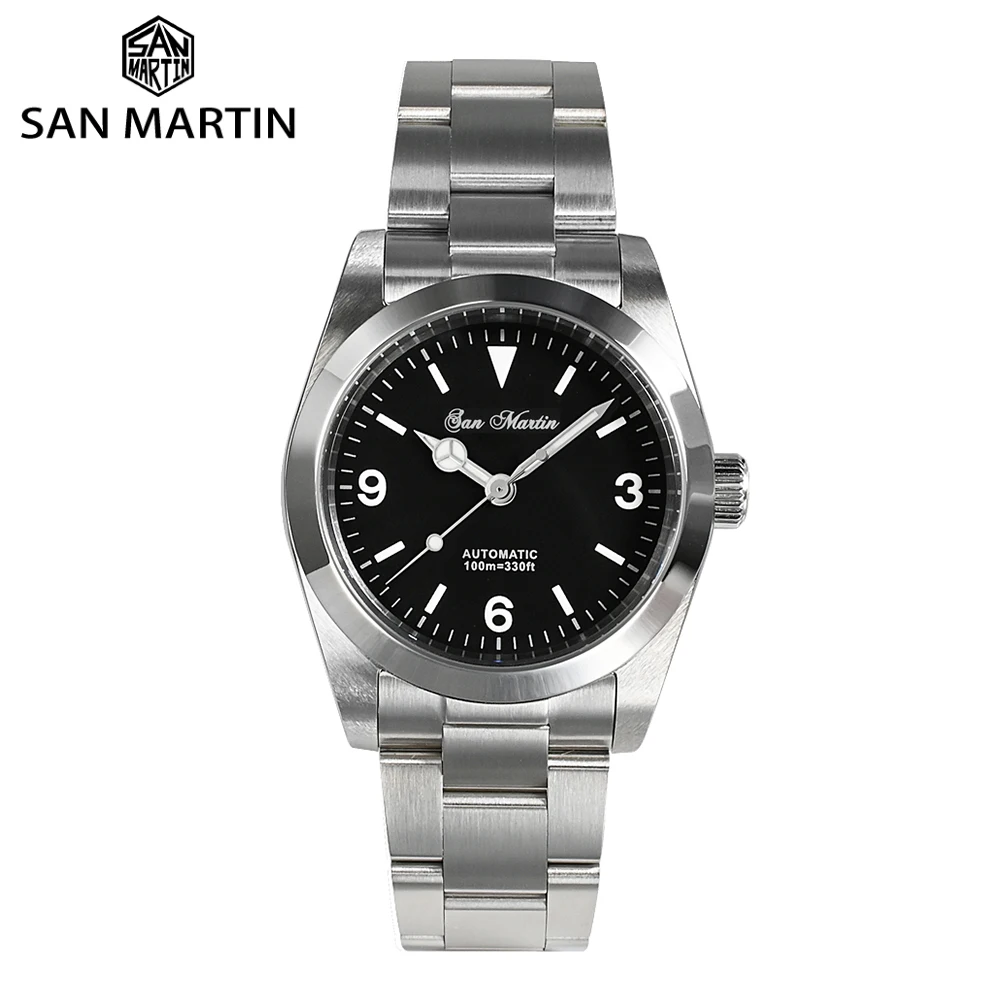 

2021 New San Martin Top Brand 36MM Men's Automatic Mechanical Watches Classic Retro Explorer Sapphire PT5000 Watch Reloj Hombre