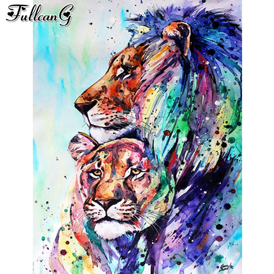 

5D DIY Diamond Painting Color Lion Full Square Diamond Embroidery Animal Mosaic Rhinestone Pictures Home Decoration Art AA3032
