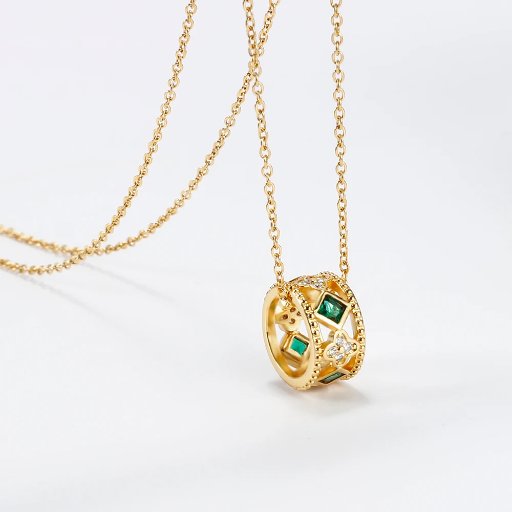 

Romantic Round Pendant Necklace for Women Sieraden Bridesmaid Dubai Stainless Steel Enamel Beads Fashion Jewelry Elegant Party