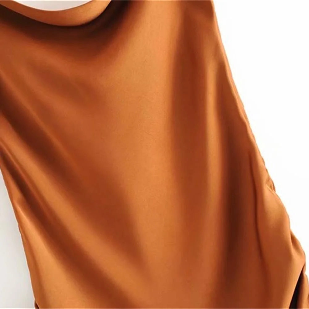 Весна 2020 новое женское шелковое однотонное платье-комбинация двустороннее