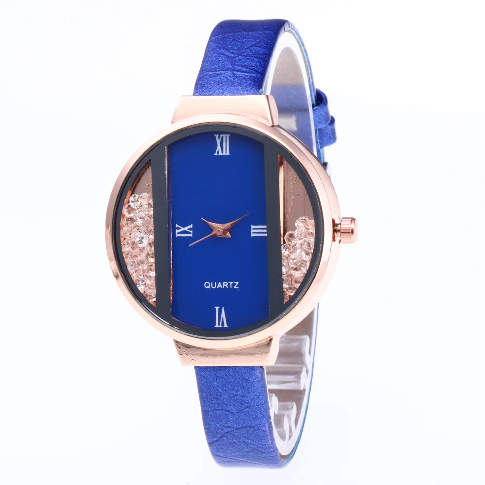 blue AICSRAD креативные женские роскошные кожаные часы модные кварцевые часы под платье женские часы наручные часы Прямая поставка - Цвет: blue