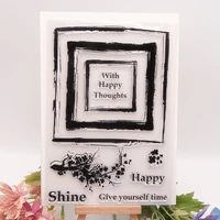 square flower rose transparent silicone stamp for diy scrapbook with happy thoughts stamp rubber stamp manual paper photo album