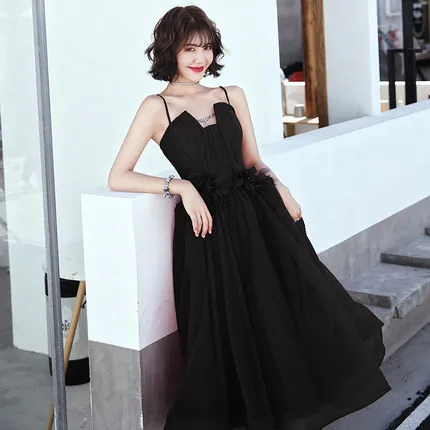 Это Yiiya выпускное платье цвета Бургунди чай Длина vestidos de gala элегантного размера плюс Бургундия Слинг платье для женщин вечерние LF069 - Цвет: Black tea length