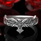 Винтажное кольцо с крыльями ворона в стиле панк, мужские скандинавские мифологические кольца Одина для женщин и мужчин, ювелирные изделия викингов Тотем нордический амулет в стиле хип-хоп