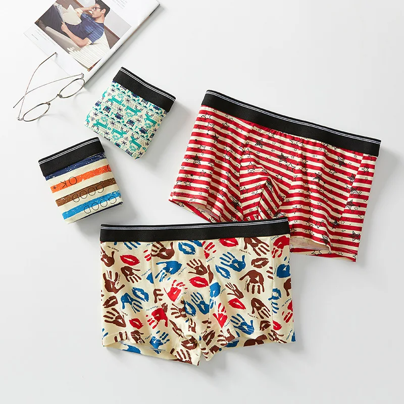 

Мужское нижнее белье, хлопковое дышащее нижнее белье с принтом, удобные эластичные боксеры, мужское нижнее белье