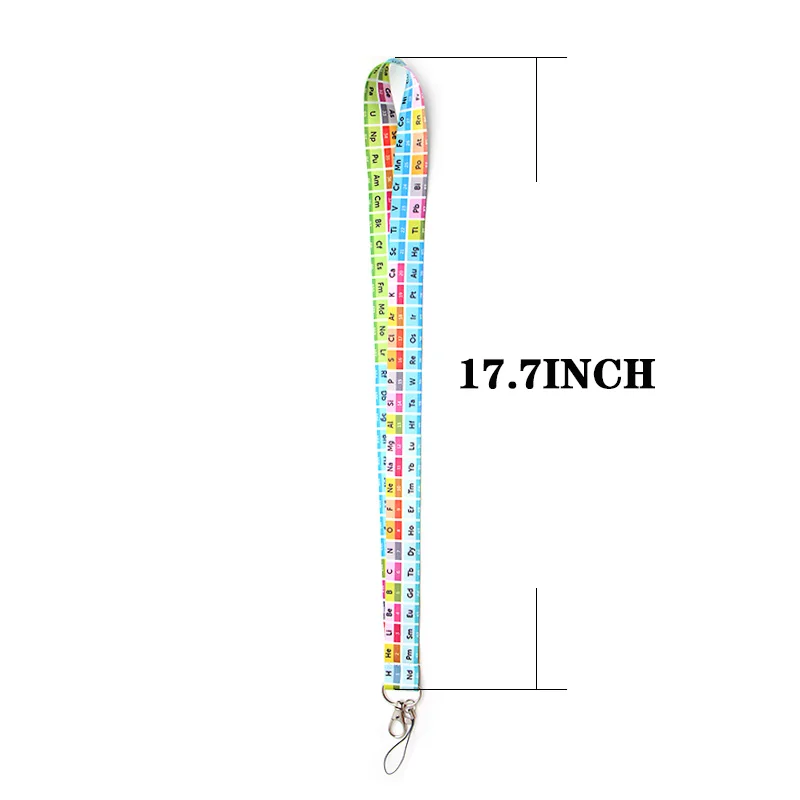 

HJ3 Periodic Table Lanyard Fashion Keychain Belt Phone Lanyard Key ID Card USB Badge Holder DIY Lasso Lanyarde