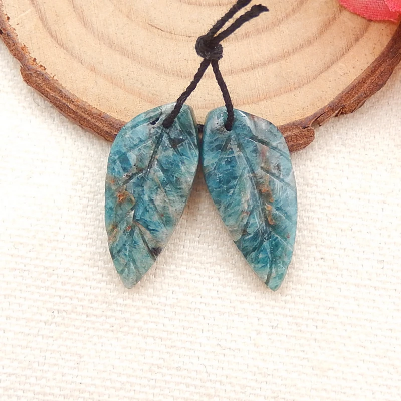 Модные полудрагоценные камни ювелирные аксессуары Резные листья Голубой Апатит