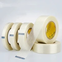 strong glass fiber transparent striped single side adhesive tape industrial strapping packaging fixed seal home improvement