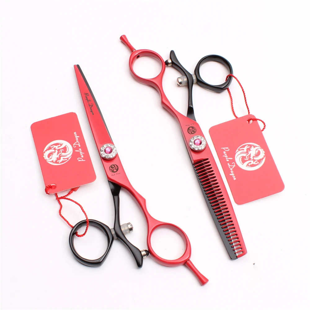 

Y9229 5,5 "6" красные поворотные ножницы для большого пальца Профессиональные Парикмахерские ножницы высокого качества для стрижки волос или фи...