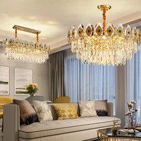 fss modern round golden rectangle crystal chandelier lighting led lustre suspension luminaire lampen for living dinning room