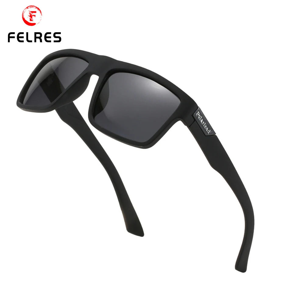 

FELRES With Box Square Polarized Sport Sunglasses For Men Outdoor Driving Cycling Fishing UV400 Protection Glasses F918