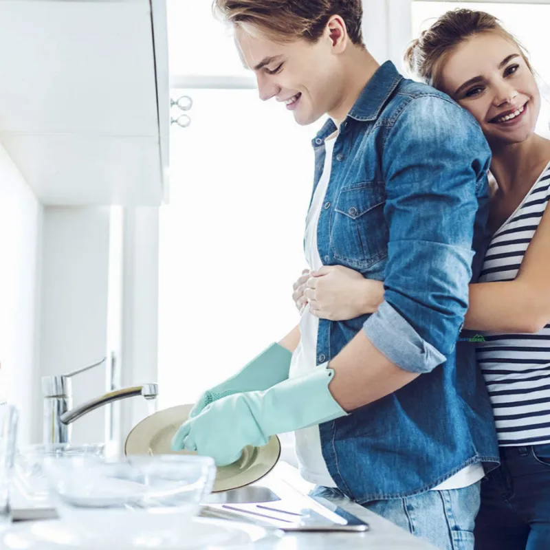 1 пара волшебных силиконовых перчаток для мытья посуды резиновый скраб кухни