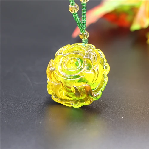 Желтая Янтарная Роза подвеска модное ожерелье с цветком очаровательные