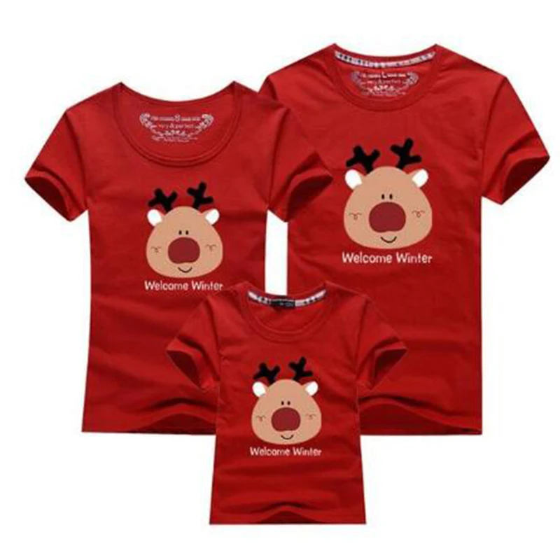 Одинаковая одежда для всей семьи футболка с рождественским оленем мамы и дочки