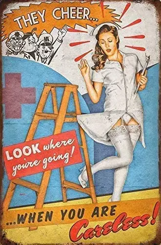 

New Vintage Metal Sign Sexy Nurse War Recruitment Ad Outdoort Street Garage & Home Bar Club Hotel Wall Decor Retro Signs