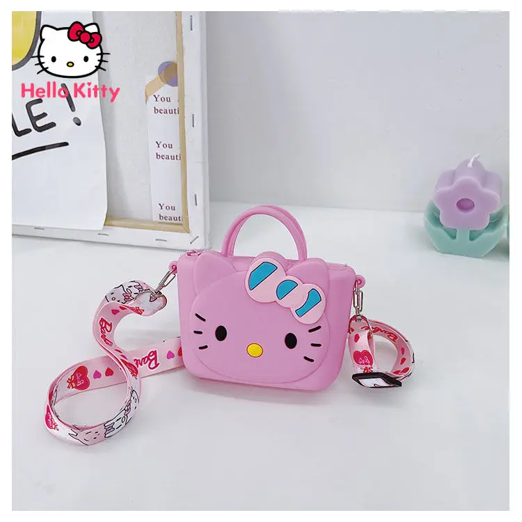 

Модный детский кошелек Hello Kitty из силиконового материала с милым рисунком из мультфильма, простая Водонепроницаемая Милая свежая сумка чере...